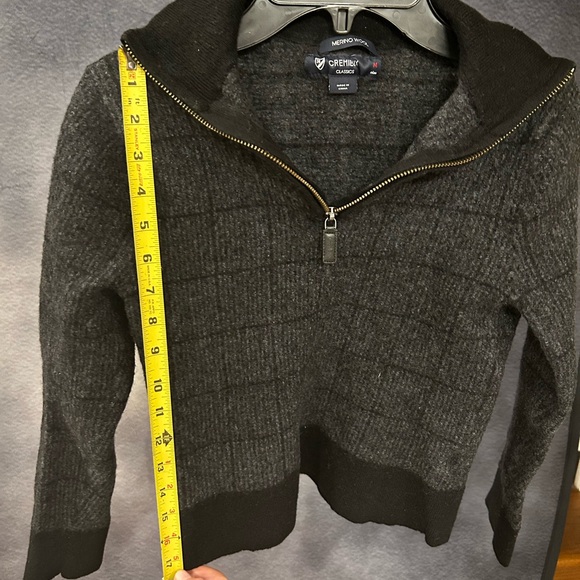 Cremieux Merino Wool Charcoal Quarter-zip Sweater Kids Medium - Picture 4 of 5